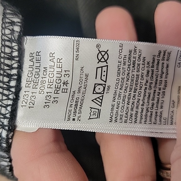 GAP Denim Size 12/31R Dark Charcoal Gray True Skinny Corduroy Pants, EUC - Picture 14 of 14